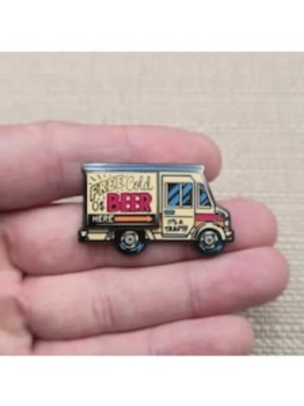 Funny Alien Free Cold Beer Truck It's A Trap Sci-Fi Humor Enamel Lapel Pin A8346